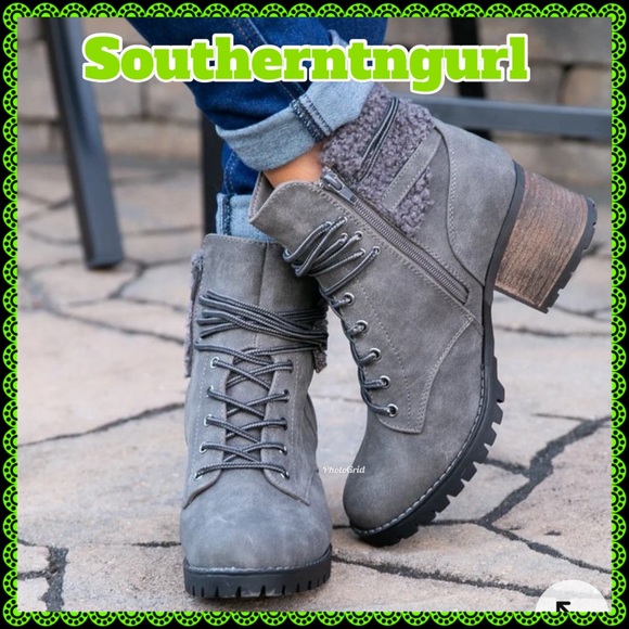 NWT Very G by Gypsy Jazz ” Olivia” Sherpa Blocked Heeled Boots